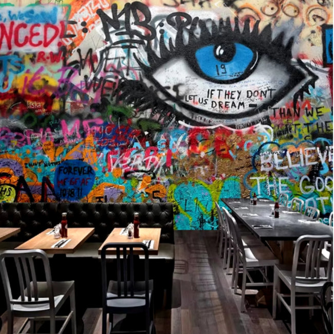 Graffiti Eyes Art Mural #45 | 3D Home Wall Decor |  9+ Sizes | 7 Materials