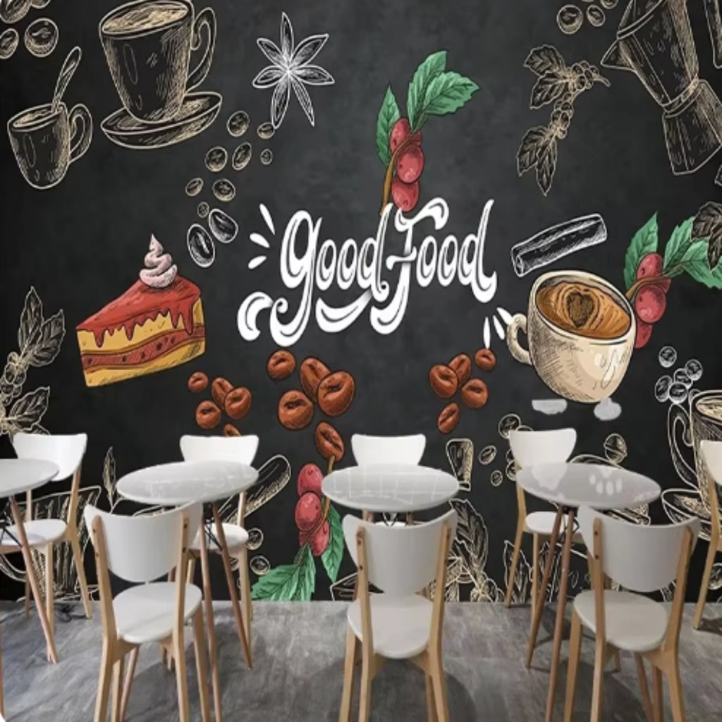 Good Food Mural Wallcovering #25 | Graffiti Food 3D | 9+ Sizes | 7 Materials