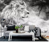 Lion Mural Wallcovering #13 | 3D Home Wall Decor | B & W | 9+ Sizes | 7 Materials