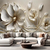 Jewelry Flowers 3D Relief #18 | Modern Wallcovering Home Decor | 9+ Sizes | 7 Materials