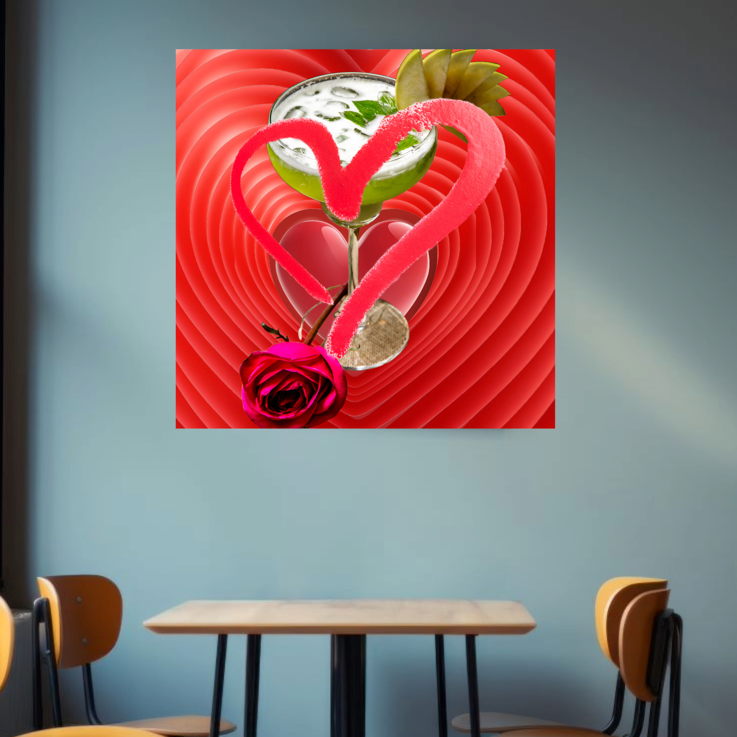 Wall Art LOVE MARGARITA Canvas Print Painting Original Giclee 40X30 GW Nice Beauty Food, Wine & Drinks Design Fit Red Hot House Home Living Office Gift Ready to Hang