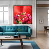 Wall Art LOVE TULIPS Painting Original Giclee Print Canvas 32X32 + Frame Nice Flower Heart Beauty Fun Design Fit Hot House Home Living Office Gift Ready to Hang