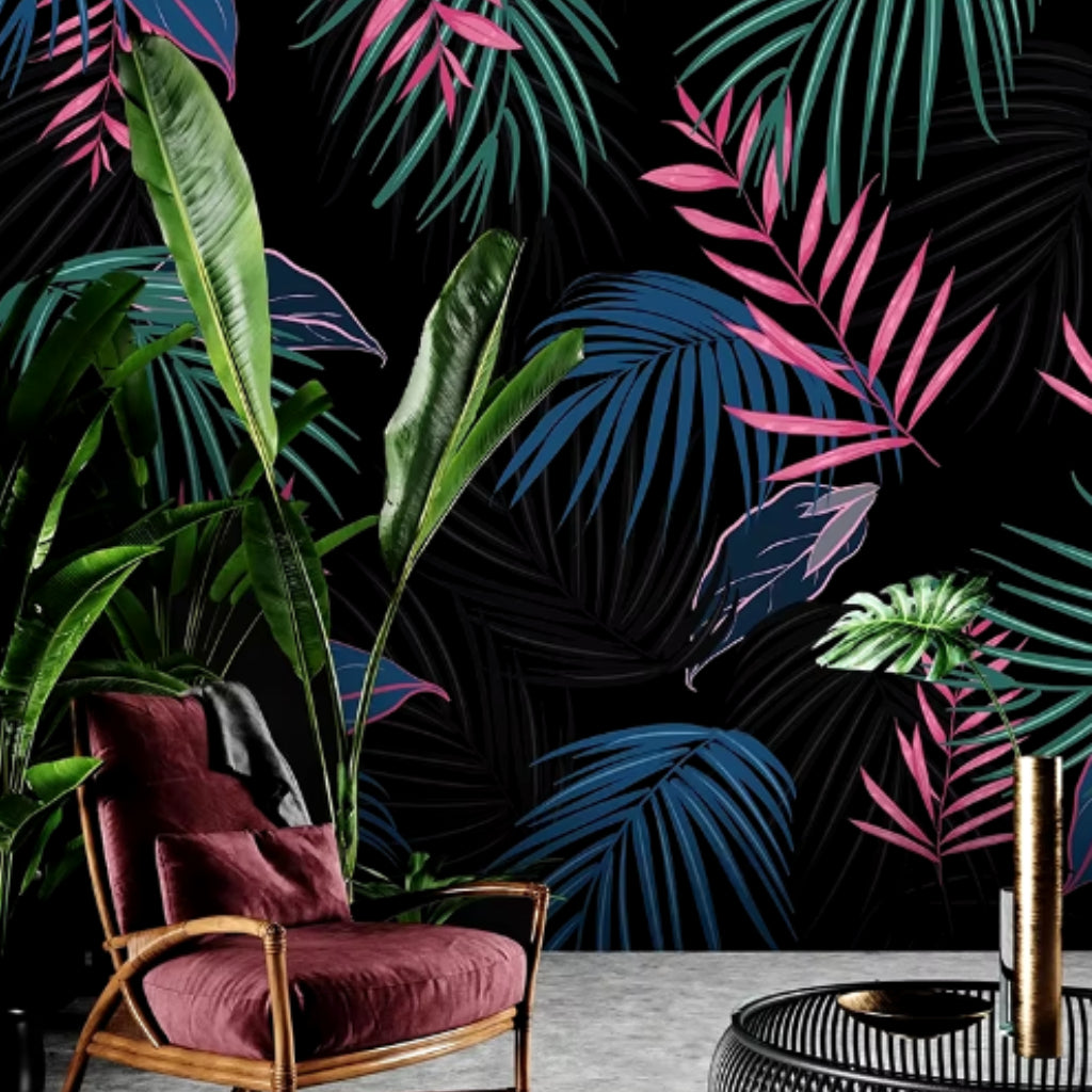 Large Tropical Leaves Mural Wallcovering #40 | Modern 3D | 9+ Sizes | 7 Materials