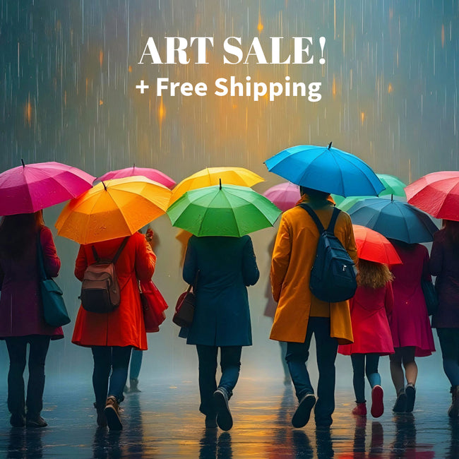 FRIENDS WITH UMBRELLAS Original Wall Art Decor Flag Collection Peel & Stick Affordable Long Lasting Home Design Gift