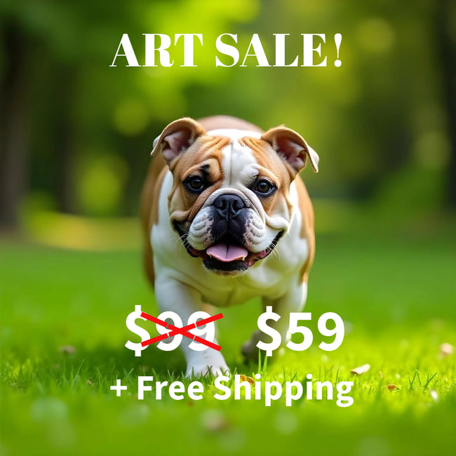 BULLDOG Wall Art Decor Peel & Stick Removable Repositionable Frameable Home Decor Gift