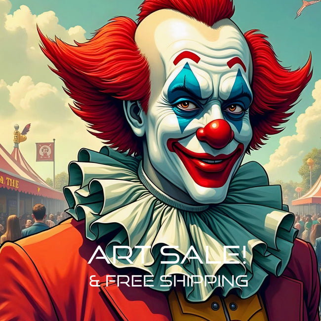 CLOWN AT THE CIRCUS Portrait  Original Wall Art Decor Beauty Design Home Affordable Long Lasting Gift