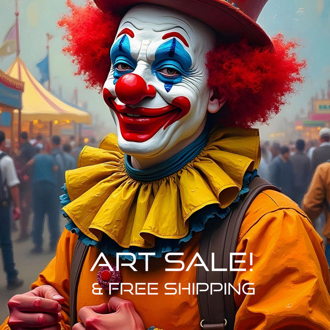 CLOWN AT THE FAIR Portrait  Original Wall Art Decor Beauty Design Home Affordable Long Lasting Gift