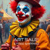 CLOWN AT THE FAIR Portrait  Original Wall Art Decor Beauty Design Home Affordable Long Lasting Gift