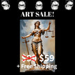 LAW - LADY JUSTICE Wall Art Decor Peel & Stick Removable Repositionable Frameable Home Decor Gift