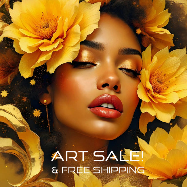 GOLD FLOWERS BRAZILIAN WOMAN Portrait  Original Wall Art Decor Beauty Design Home Affordable Long Lasting Gift