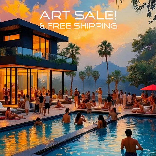 HOUSE POOL PARTY Original Wall Art Decor Realism Collection Beauty Design Home Affordable Long Lasting Gift