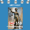 LAW - LADY JUSTICE No 2 Blindfolded Wall Art Decor Peel & Stick Removable Repositionable Frameable Home Decor Gift