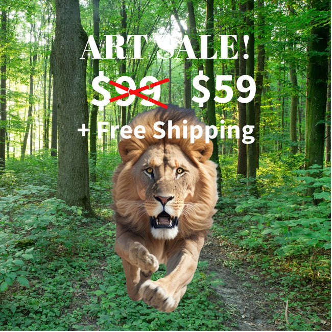 LION Wall Art Decor Peel & Stick Removable Repositionable Frameable Home Decor Gift