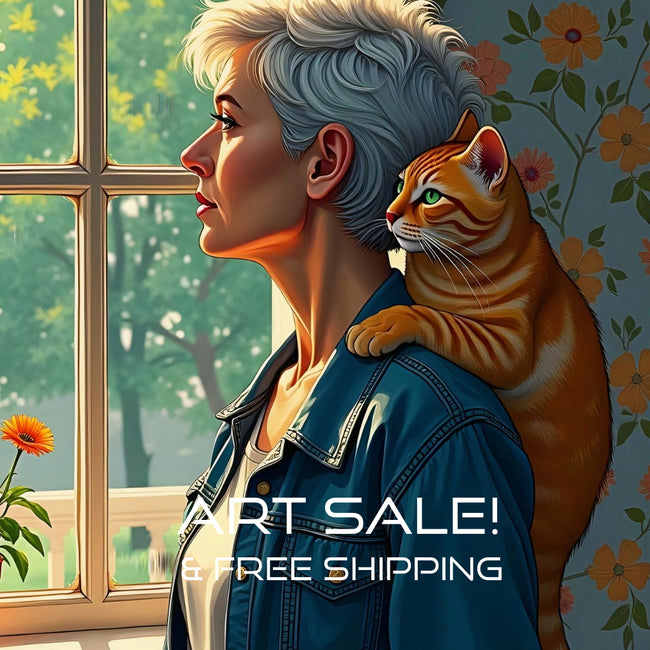 CAT WOMAN Portrait  Original Wall Art Decor Beauty Design Home Affordable Long Lasting Gift