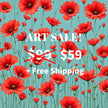 RED FLOWER Wall Art Decor Peel & Stick Removable Repositionable Frameable Home Decor Gift