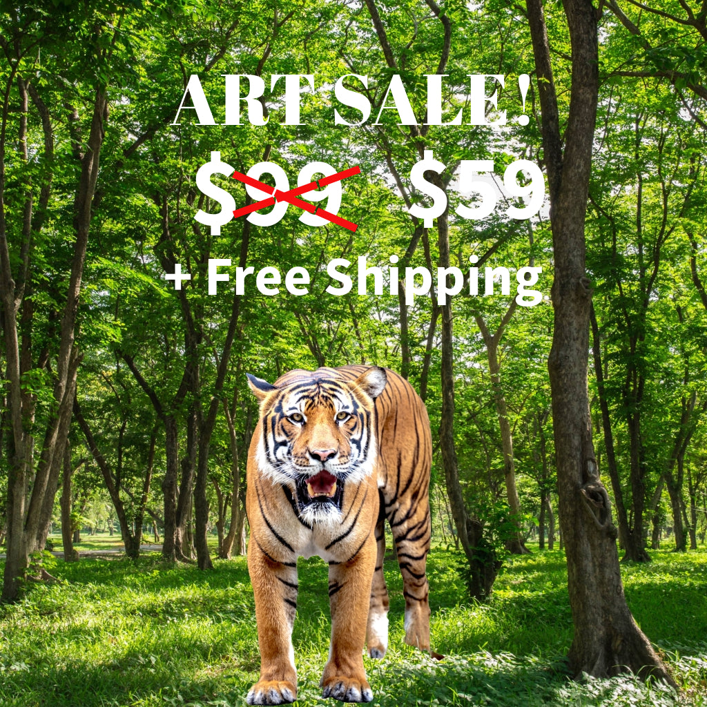 TIGER Wall Art Decor Peel & Stick Removable Repositionable Frameable Home Decor Gift