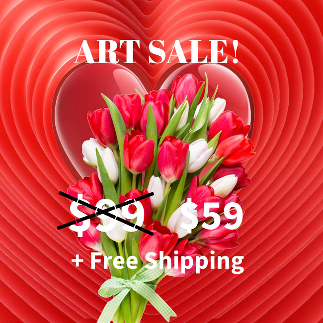 TULIPS WITH LOVE Wall Art Decor Peel & Stick Removable Repositionable Frameable Home Decor Gift