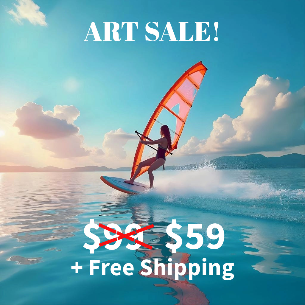 WINDSURFING Wall Art Sport Decor Peel & Stick Removable Repositionable Frameable Home Decor Gift