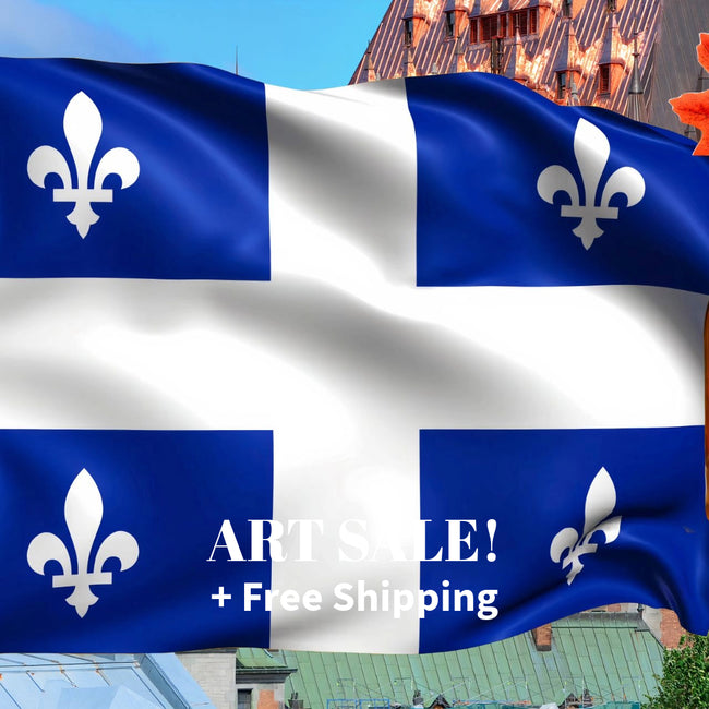 QUEBEC FLAG Original Wall Art Decor Flag Collection Peel & Stick Affordable Long Lasting Home Design Gift