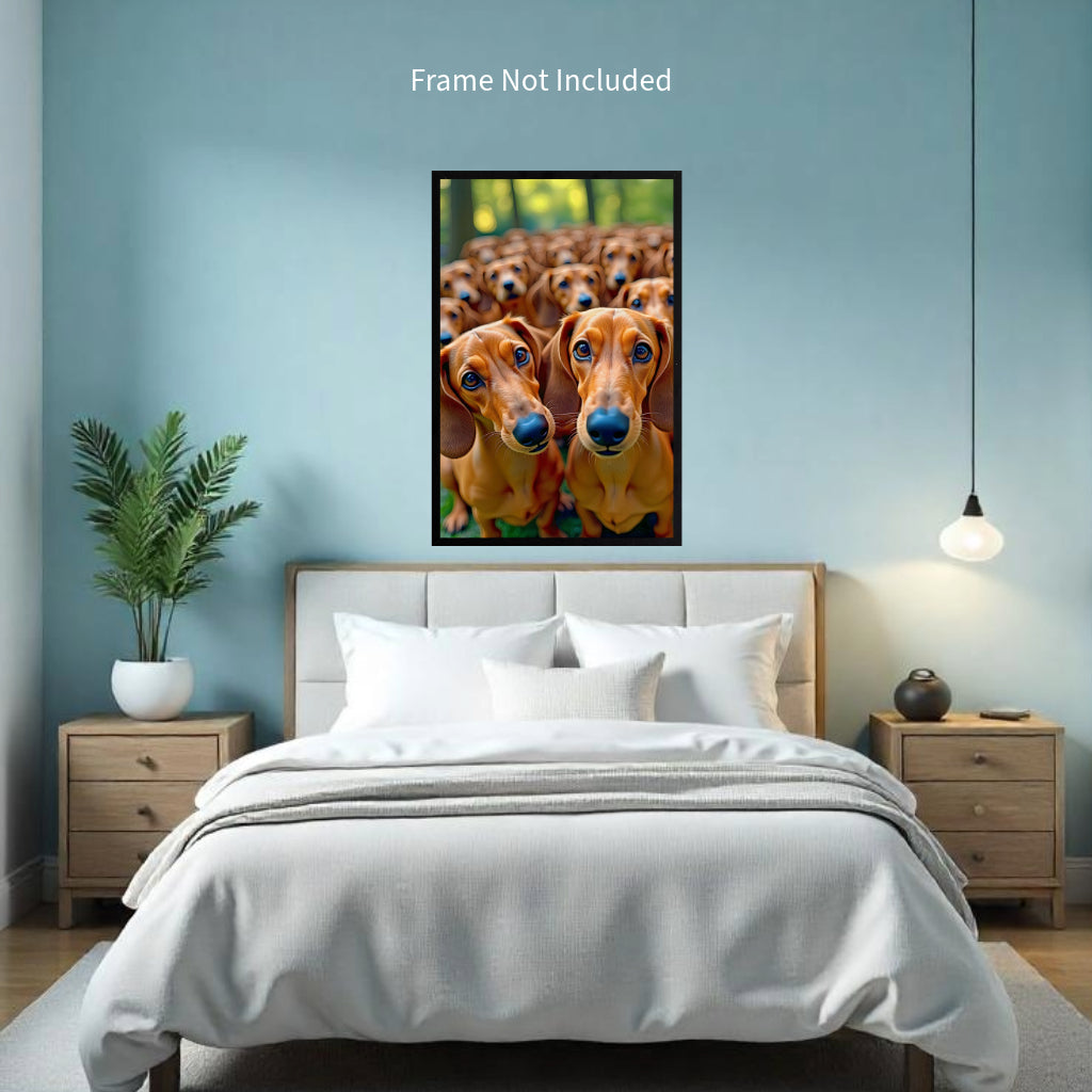 DACHSHUND REUNION Wall Art Decor Peel & Stick Removable Repositionable Frameable Home Decor Gift