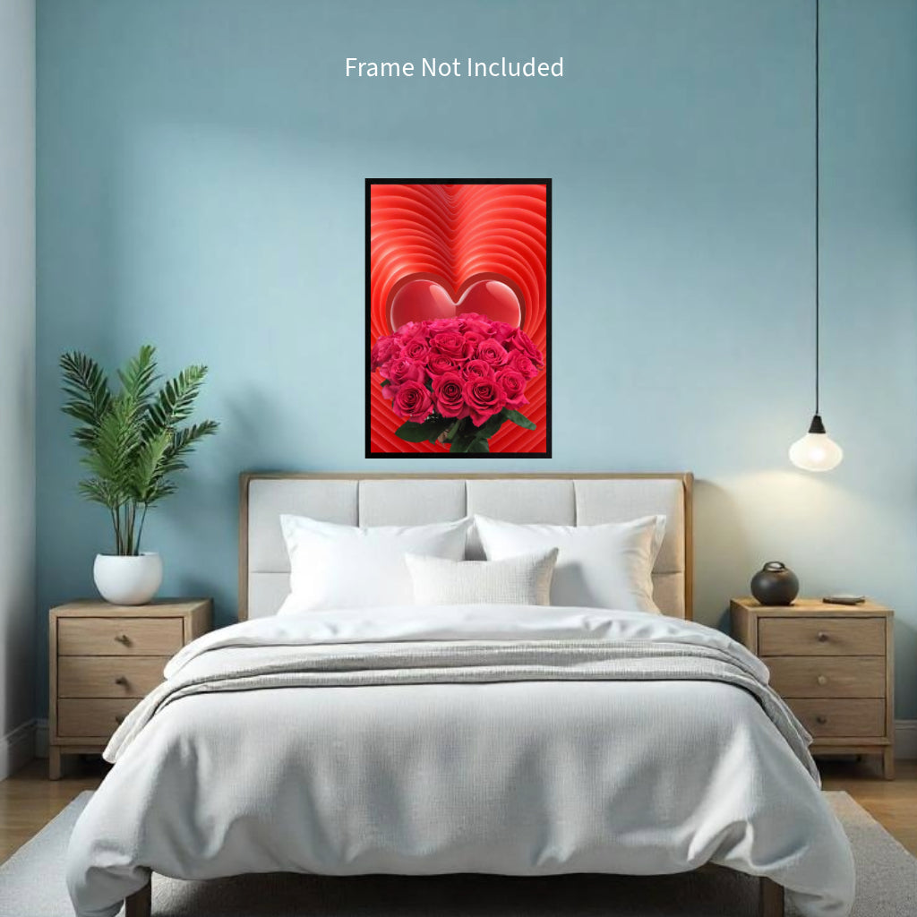 ROSES WITH LOVE Wall Art Decor Peel & Stick Removable Repositionable Frameable Home Decor Gift