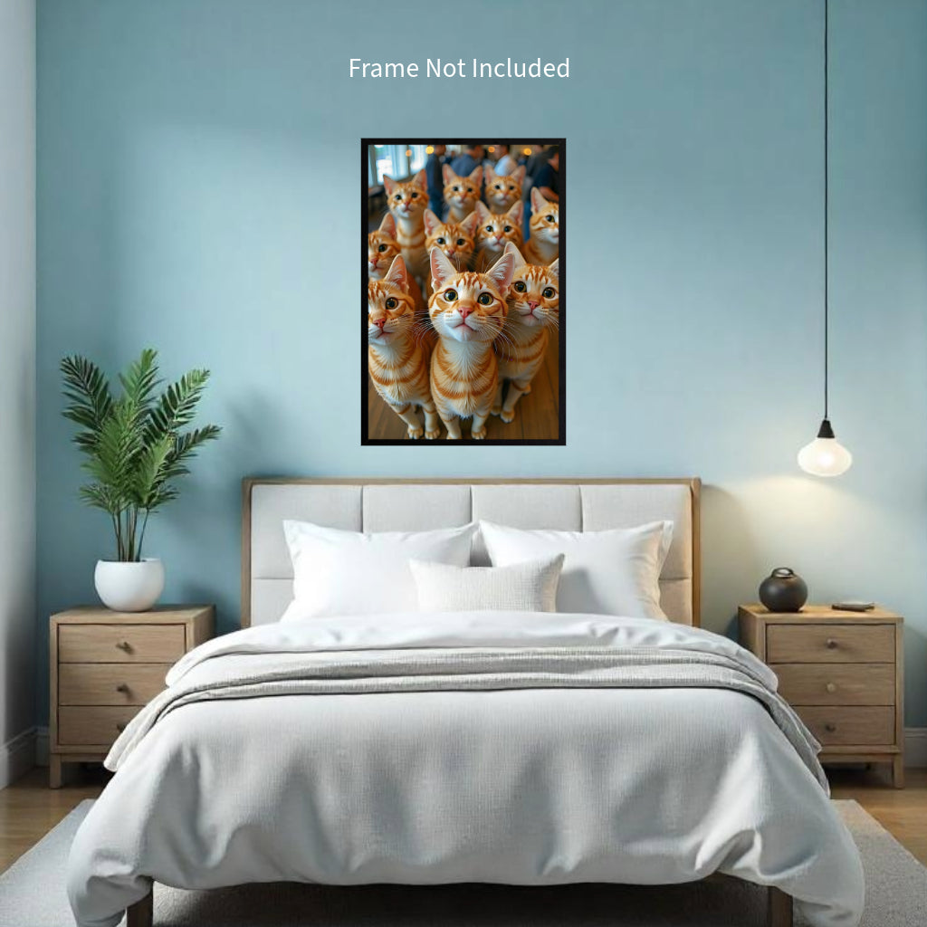 CATS' SELFIE Wall Art Decor Peel & Stick Removable Repositionable Frameable Home Decor Gift