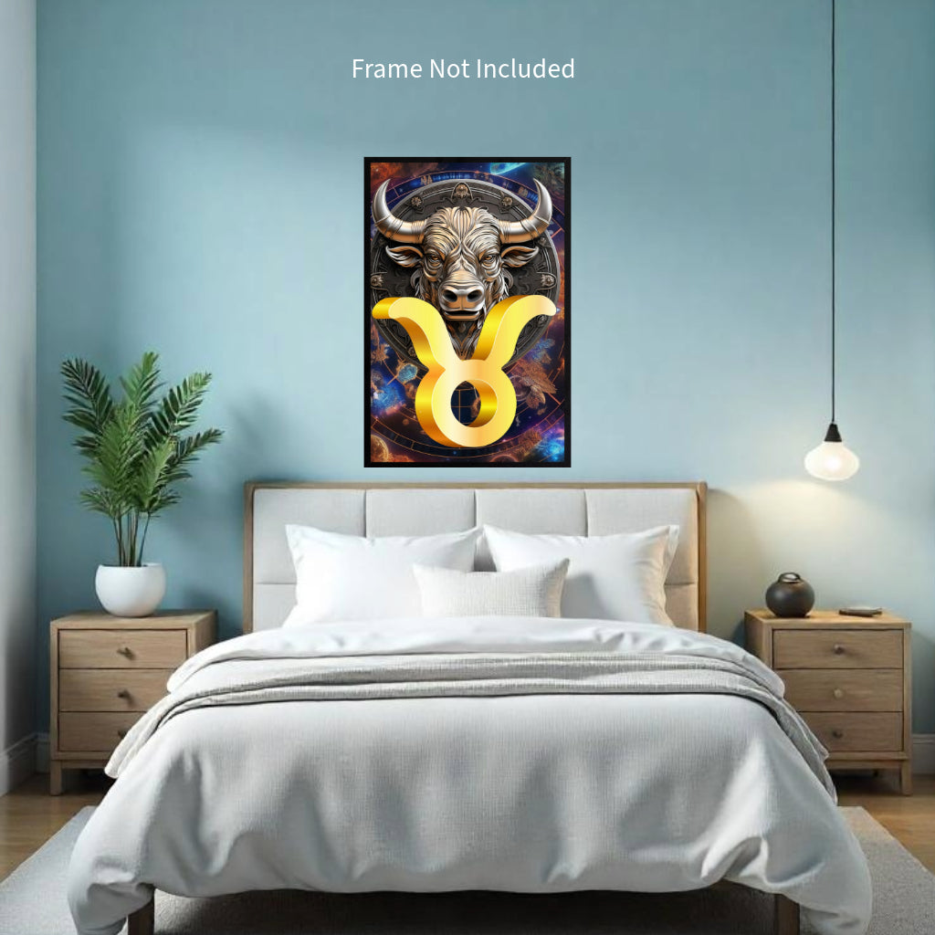 Zodiac Sign TAURUS (April May) Wall Art Astrology Decor Peel & Stick Removable Repositionable Frameable Home Decor Gift