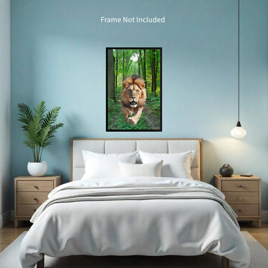 LION Wall Art Decor Peel & Stick Removable Repositionable Frameable Home Decor Gift