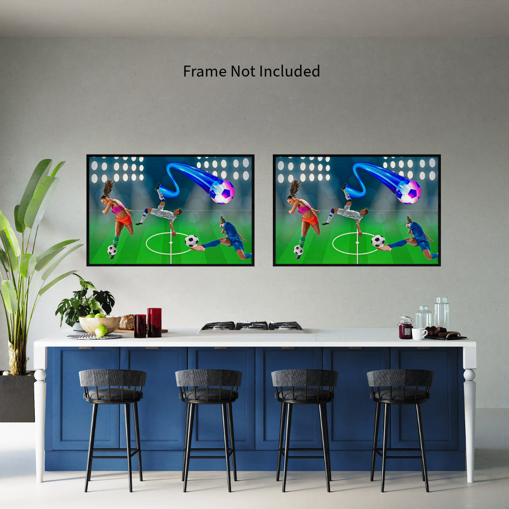 SOCCER Wall Art Decor Peel & Stick Removable Repositionable Frameable Affordable Home Decor Gift