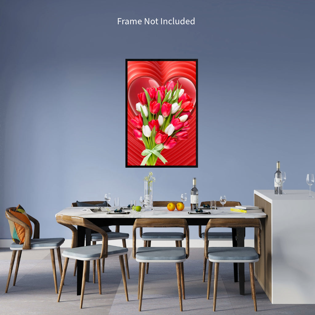 TULIPS WITH LOVE Wall Art Decor Peel & Stick Removable Repositionable Frameable Home Decor Gift