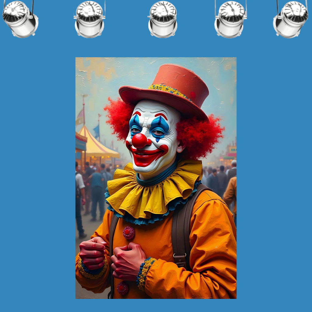 CLOWN AT THE FAIR Portrait  Original Wall Art Decor Beauty Design Home Affordable Long Lasting Gift