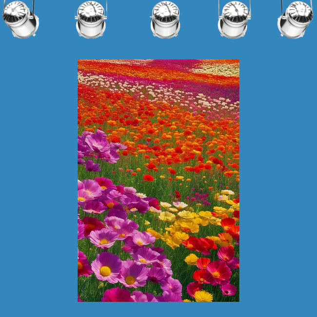 FIELD OF FLOWERS Wall Art Decor Peel & Stick Removable Repositionable Frameable Home Decor Gift