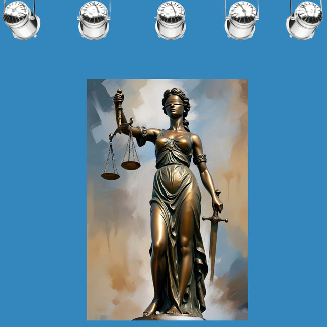 LAW - LADY JUSTICE No 2 Blindfolded Wall Art Decor Peel & Stick Removable Repositionable Frameable Home Decor Gift