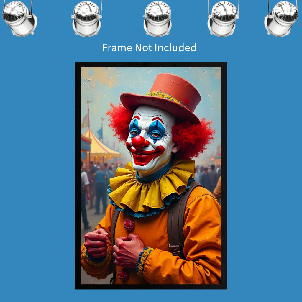 CLOWN AT THE FAIR Portrait  Original Wall Art Decor Beauty Design Home Affordable Long Lasting Gift