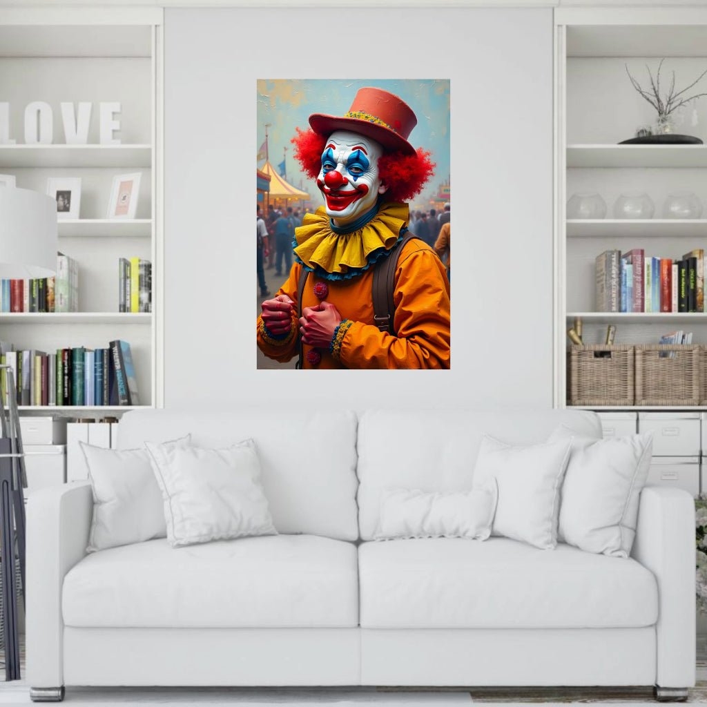 CLOWN AT THE FAIR Portrait  Original Wall Art Decor Beauty Design Home Affordable Long Lasting Gift