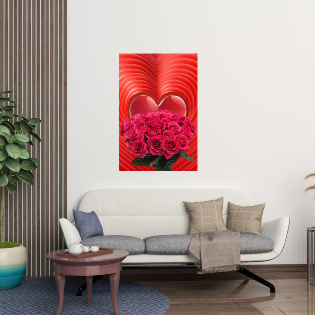 ROSES WITH LOVE Wall Art Decor Peel & Stick Removable Repositionable Frameable Home Decor Gift