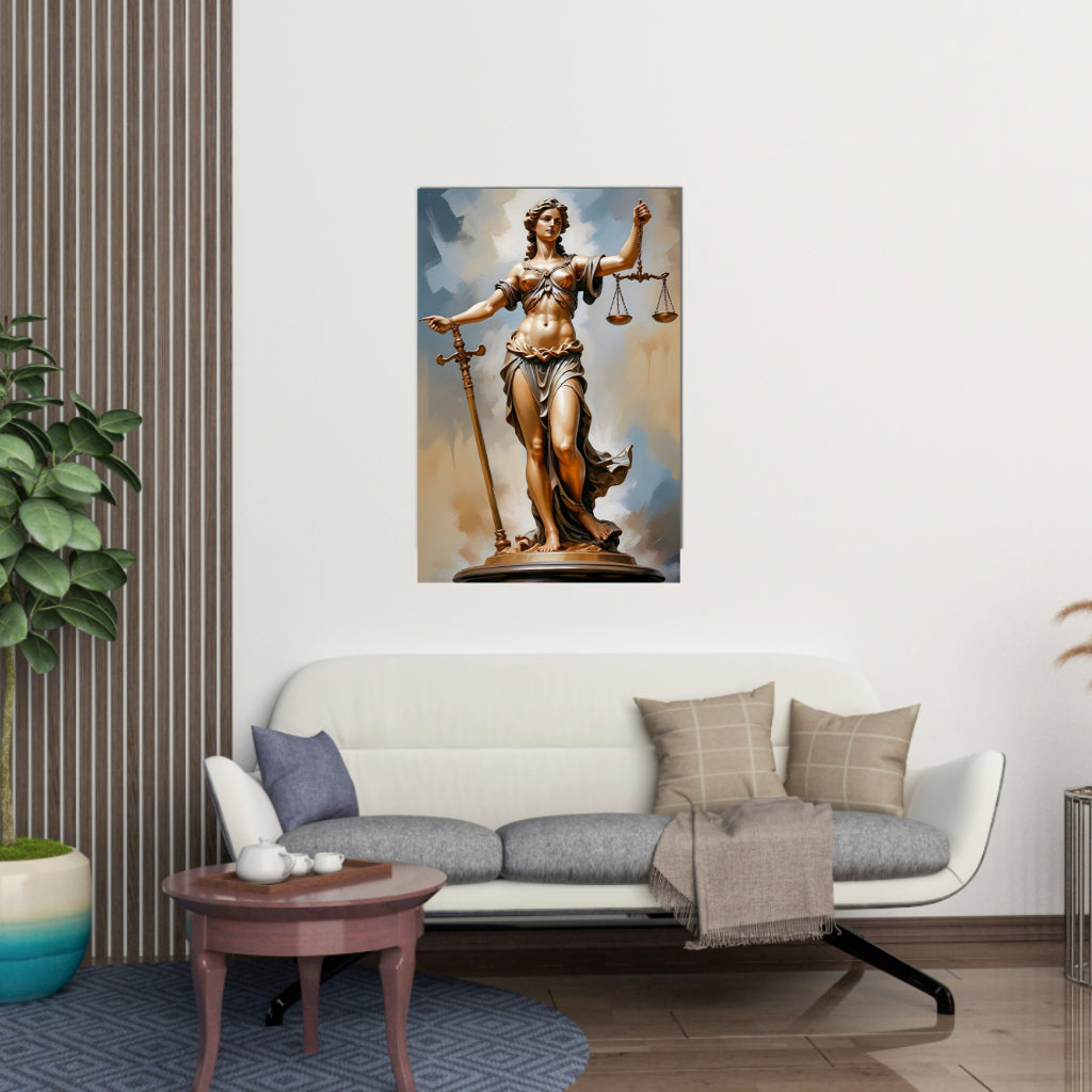 LAW - LADY JUSTICE Wall Art Decor Peel & Stick Removable Repositionable Frameable Home Decor Gift