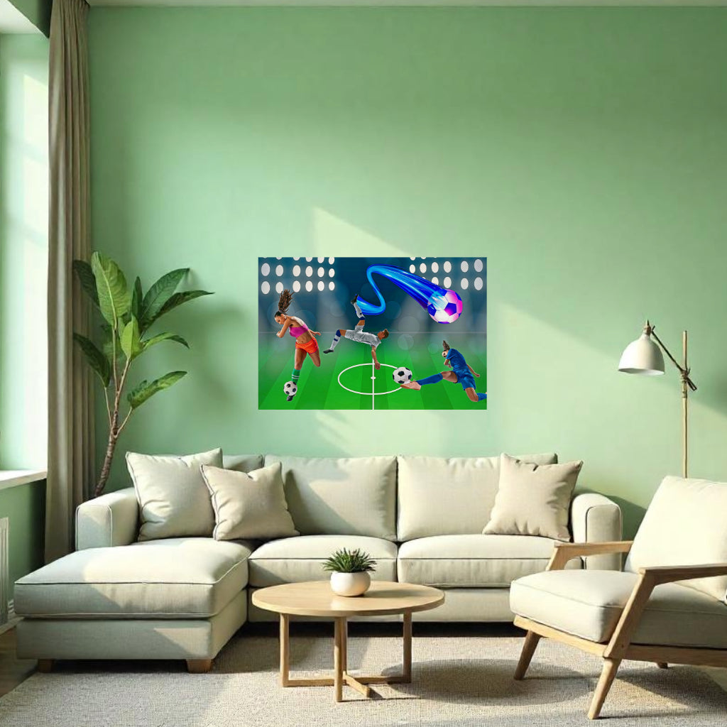 SOCCER Wall Art Decor Peel & Stick Removable Repositionable Frameable Affordable Home Decor Gift