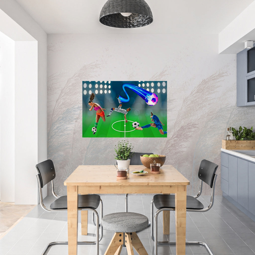 SOCCER Wall Art Decor Peel & Stick Removable Repositionable Frameable Affordable Home Decor Gift