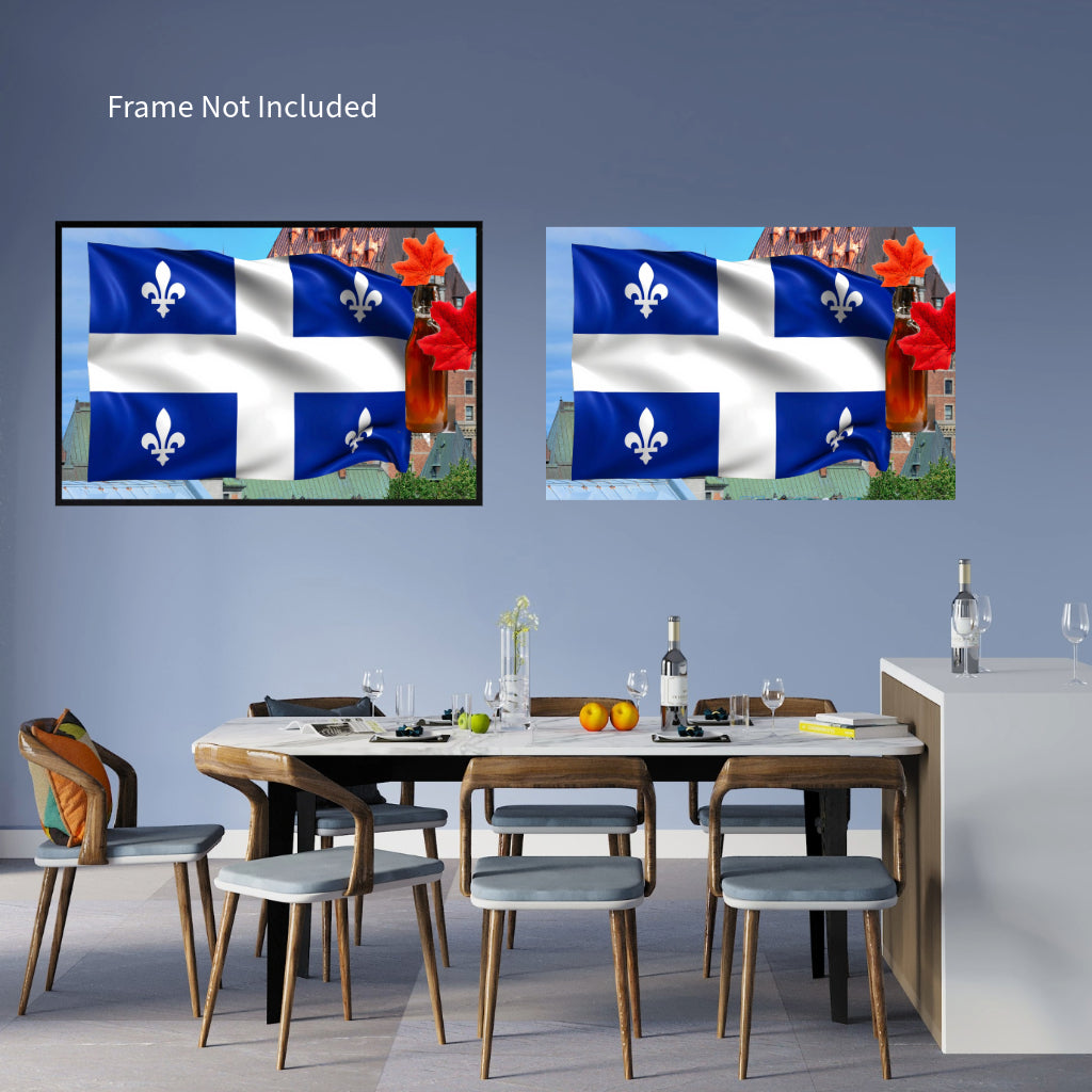 QUEBEC FLAG Original Wall Art Decor Flag Collection Peel & Stick Affordable Long Lasting Home Design Gift