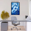 BLUE FLOWERS Wall Art Decor Peel & Stick Removable Repositionable Frameable Home Decor Gift