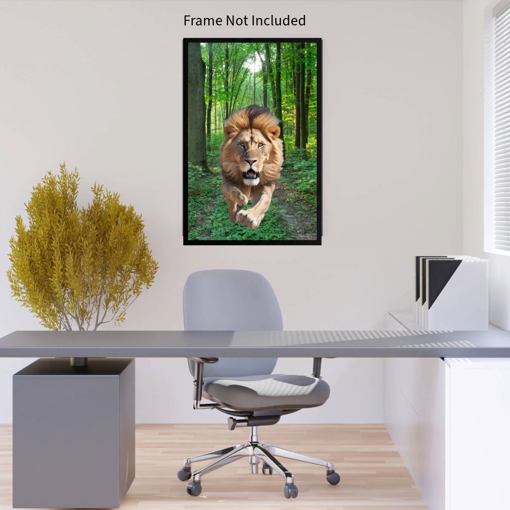 LION Wall Art Decor Peel & Stick Removable Repositionable Frameable Home Decor Gift