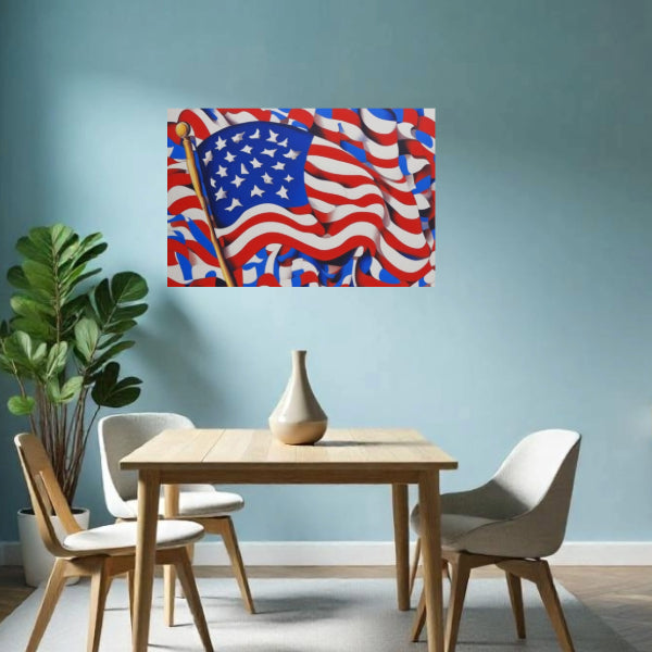 AMERICAN USA FLAG #2 Original Wall Art Decor Flag Collection Peel & Stick Affordable Long Lasting Home Design Gift