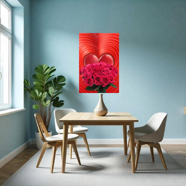 ROSES WITH LOVE Wall Art Decor Peel & Stick Removable Repositionable Frameable Home Decor Gift