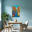 Pop Art DOWNTOWN Wall Art Decor Peel & Stick Removable Repositionable Frameable Home Decor Gift