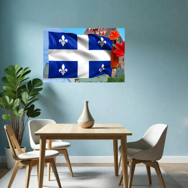 QUEBEC FLAG Original Wall Art Decor Flag Collection Peel & Stick Affordable Long Lasting Home Design Gift