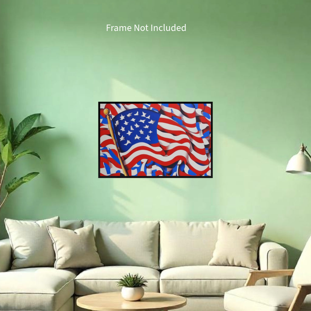 AMERICAN USA FLAG #2 Original Wall Art Decor Flag Collection Peel & Stick Affordable Long Lasting Home Design Gift