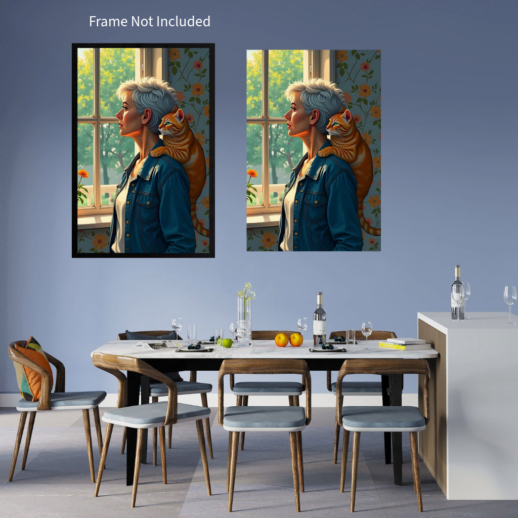 CAT WOMAN Portrait  Original Wall Art Decor Beauty Design Home Affordable Long Lasting Gift