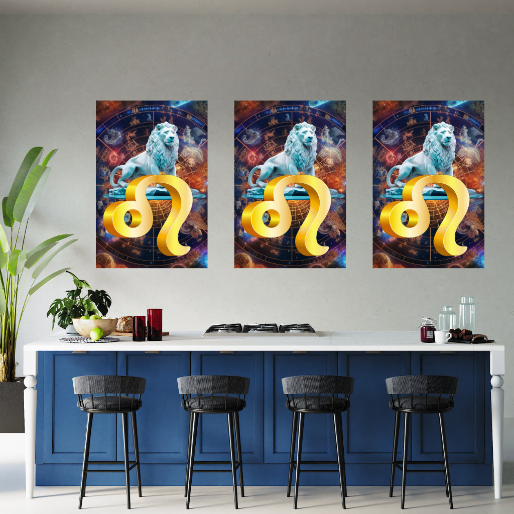 Zodiac Sign LEO (July August) Wall Art Astrology Decor Peel & Stick Removable Repositionable Frameable Home Decor Gift