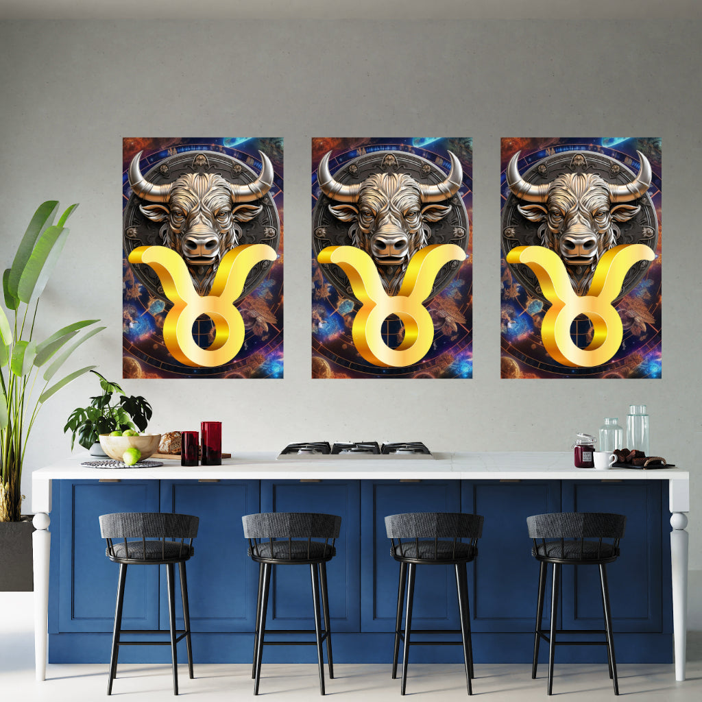 Zodiac Sign TAURUS (April May) Wall Art Astrology Decor Peel & Stick Removable Repositionable Frameable Home Decor Gift